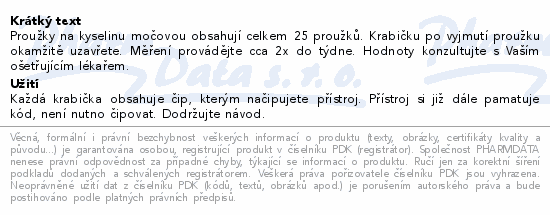 Proužky EASY TOUCH kyselina močová 25ks