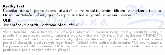 Ústenka dětská modrá s gumičkami/5ks Steriwund