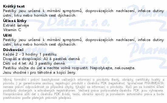 Müllerovy pastilky se šalvějí bez cukru 12ks ZP