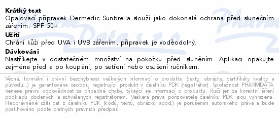 Dermedic Sunbrella SPF 50+ Mléko na opal. 150ml