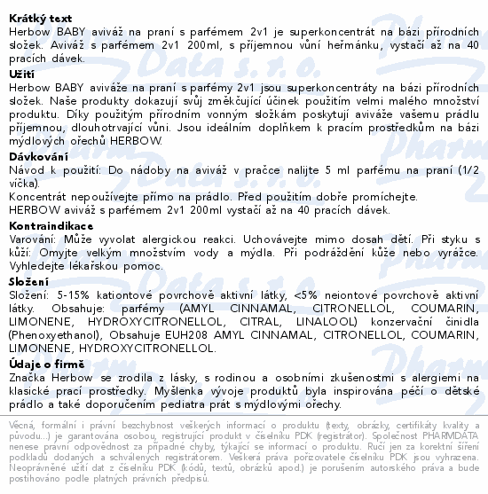 Herbow Baby koncentro.aviváž 2v1 heřmánek 200ml