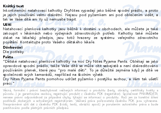 DryNites kalhotky absorb.dívky 8-15let/27-57kg/9ks