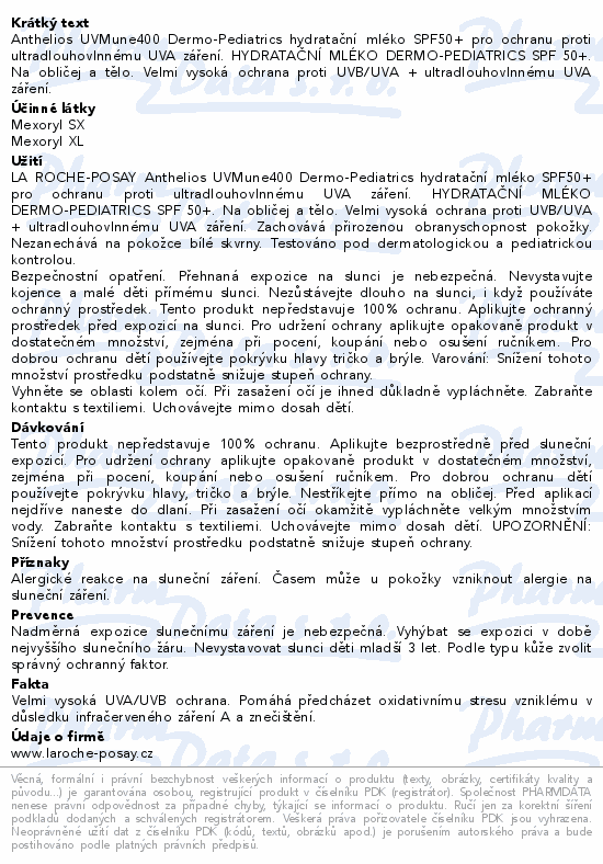 LA ROCHE-POSAY ANTHELIOS mléko děti SPF50+ 250ml