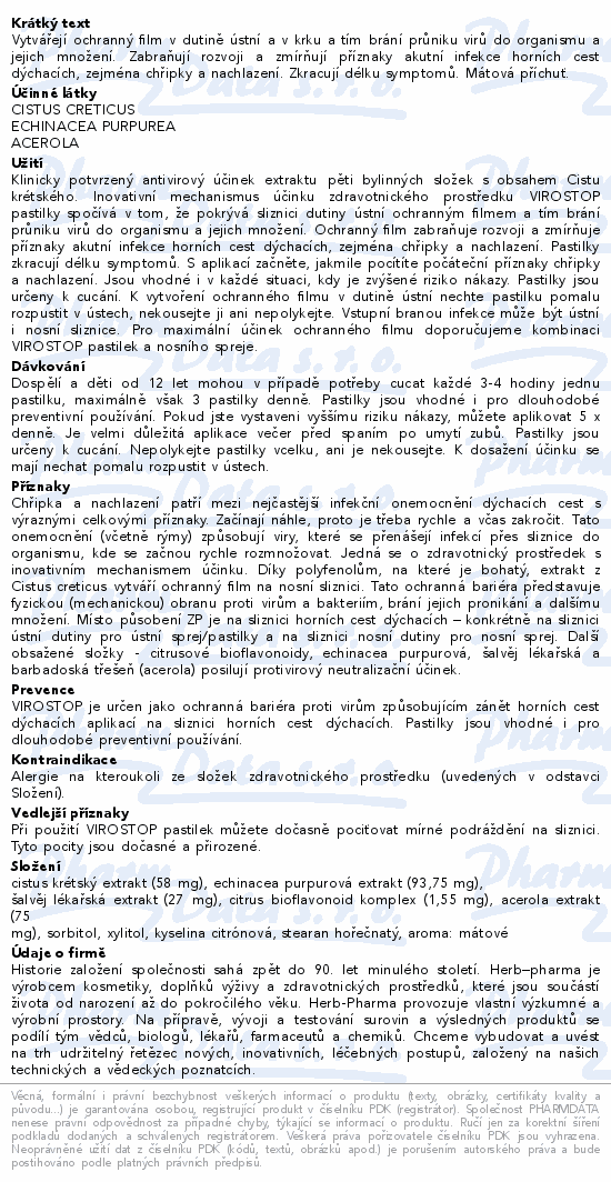 Fytofontana VIROSTOP pastilky máta 20ks