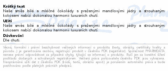 POEX Mandle v bílé a mléčné čoko.s kokosem 200g