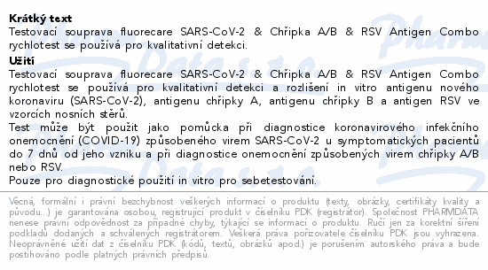 Fluorecare SARS-CoV-2/chřipka A/B/RSV test 1ks