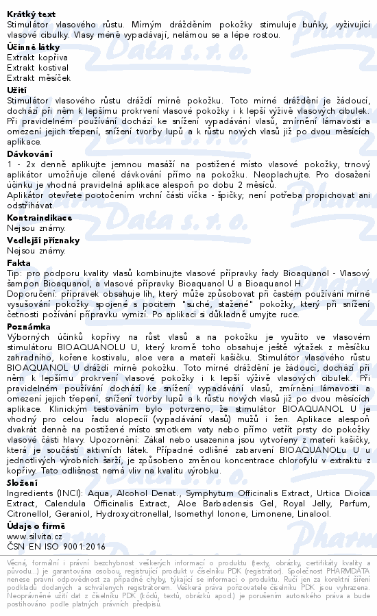 Bioaquanol U stimulátor vlas.růstu 55ml